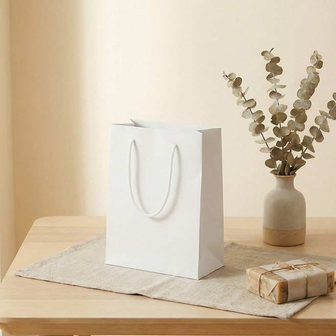 펜시픽 크라프트 무지 선물 쇼핑백 세로형, 화이트, 10개