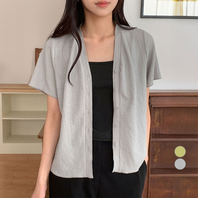 아피나르 여성용 반팔 가디건 티셔츠