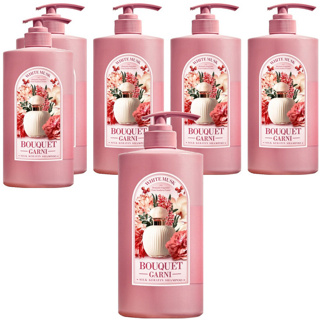 부케가르니 실크 케라틴 샴푸 화이트머스크, 1L, 6개