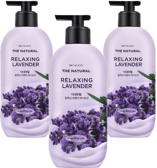온더바디 더내추럴 바디로션 릴렉싱 라벤더향, 400ml, 3개