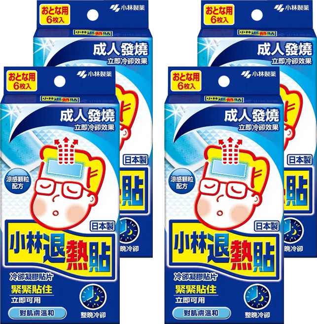 KOBAYASHI 小林製藥 小林退熱貼 未滅菌 成人用, 6個, 4盒