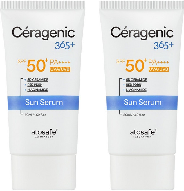 아토세이프 세라제닉 365+ 선 세럼 피부장벽 붉은기 진정 PDRN SPF50+ PA++++, 2개, 50ml