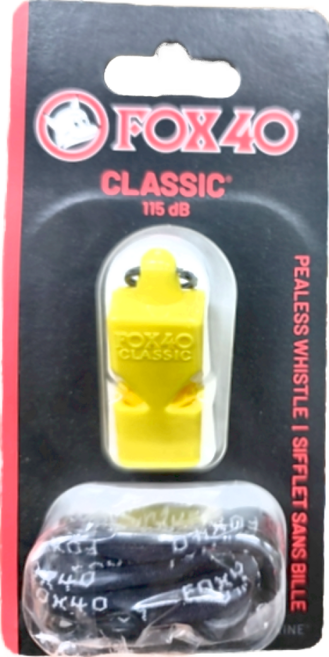 FOX40 Classic系列 115db分貝求生哨/運動哨/高音哨 附繫繩, 黃色, 1個