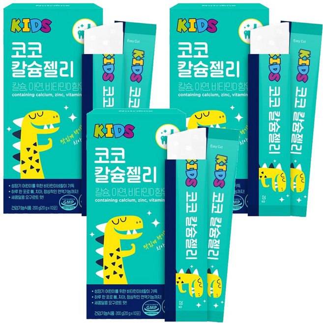 뉴트리원 키즈 코코 칼슘젤리 아연 비타민D 10p, 3개, 200g