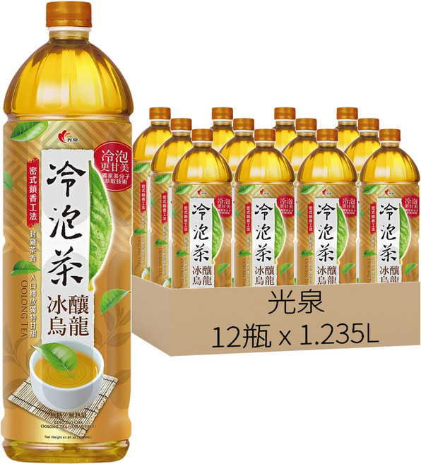 光泉 冷泡茶 冰釀烏龍 無糖, 1.235L, 12瓶