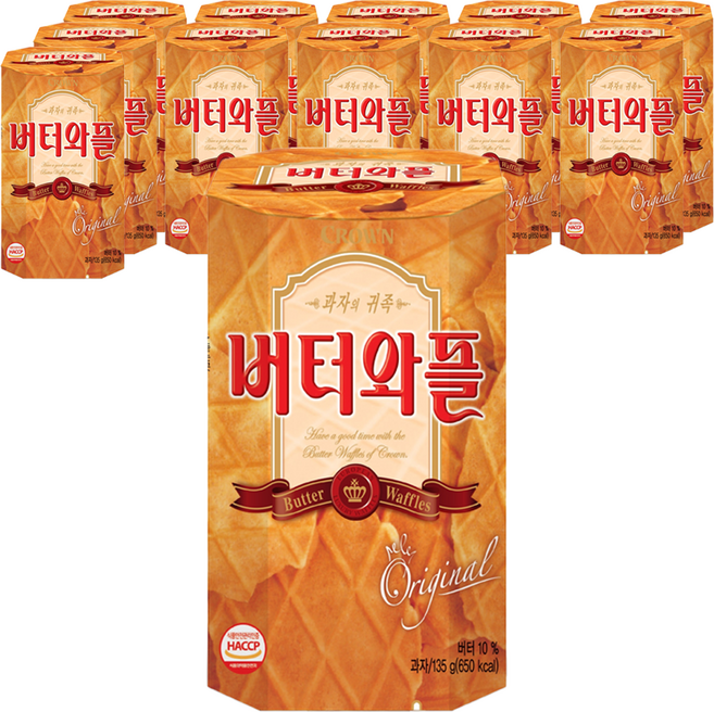 크라운 버터와플, 135g, 12개