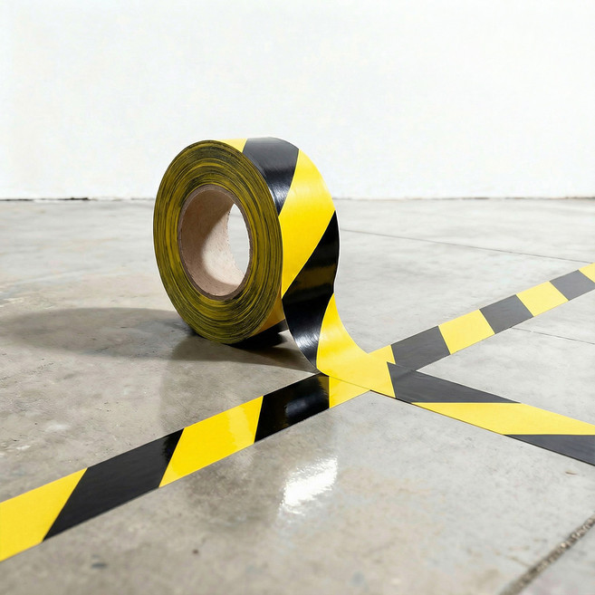 바닥라인 마킹 테이프 노랑 + 검정 50mm x 33m, 1개