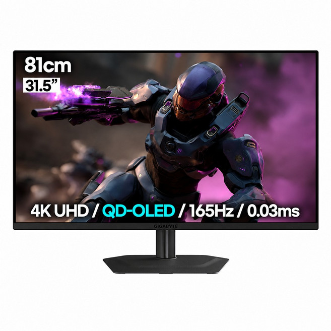 기가바이트 4K UHD QD OLED 165 피씨디렉트 게이밍 모니터, 81cm, MO32U