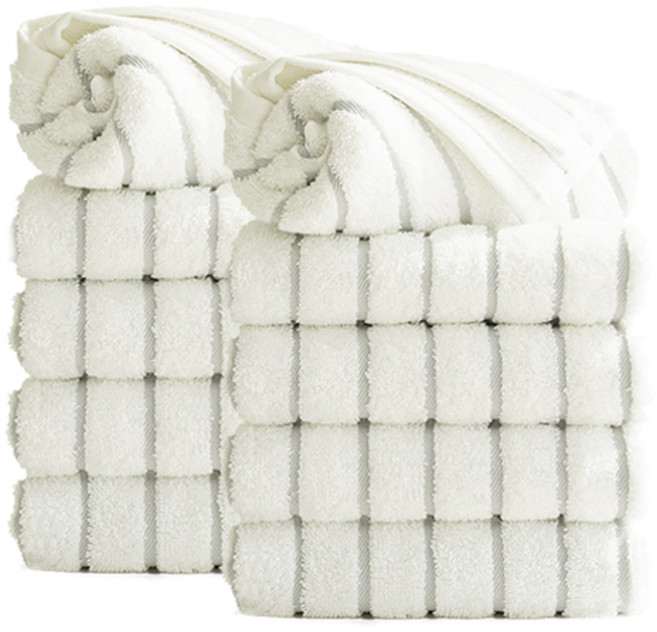 타월톡톡 시크라인 스트라이프 선염타월 190g 코마사, 그레이, 10개