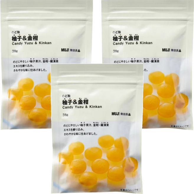 MUJI 無印良品 喉糖 柚子&金桔, 38g, 3包