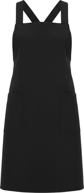 CLEAN UNIFORM 魔鬼氈鈕扣式服務圍裙 特大 黑色, 1入