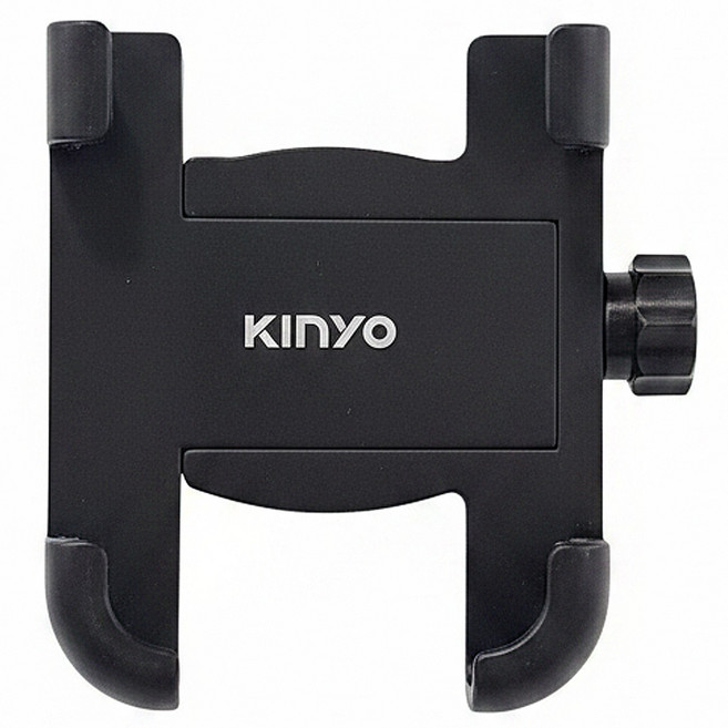 Kinyo U型機車手機架 附防滑墊 + 防滑貼片 + 六角螺絲把手 8.5 x 6.3cm 165g, MCH-087, 黑色
