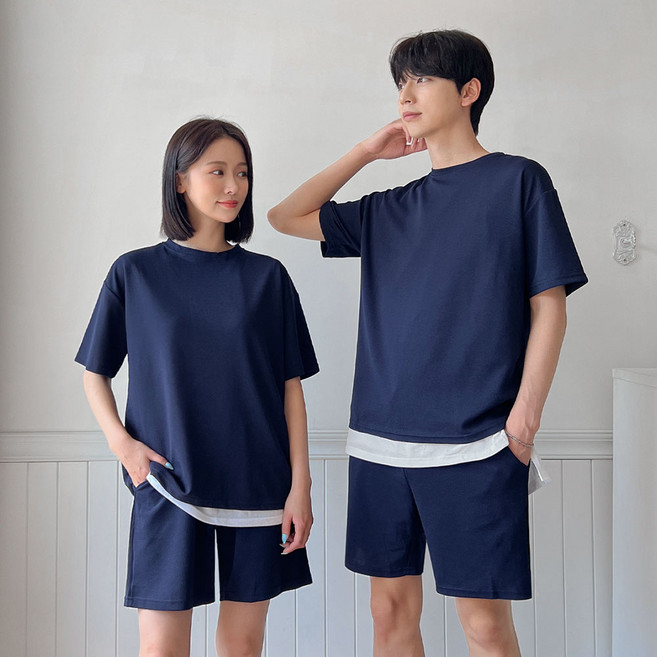 AnotherD 男女通用 防皺免燙 波浪壓紋 短袖 短褲 運動服套裝