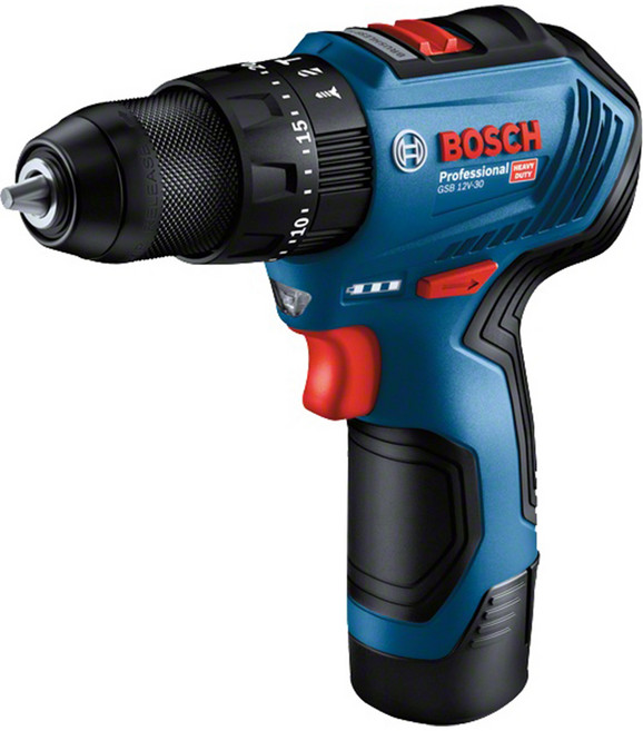 BOSCH 博世 台灣公司貨 12V鋰電免碳刷震動電鑽起子機 2.0Ah雙電 GSB 12V-30, 1組