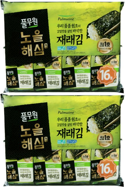 풀무원 노을해심 도시락김 16p, 80g, 2개
