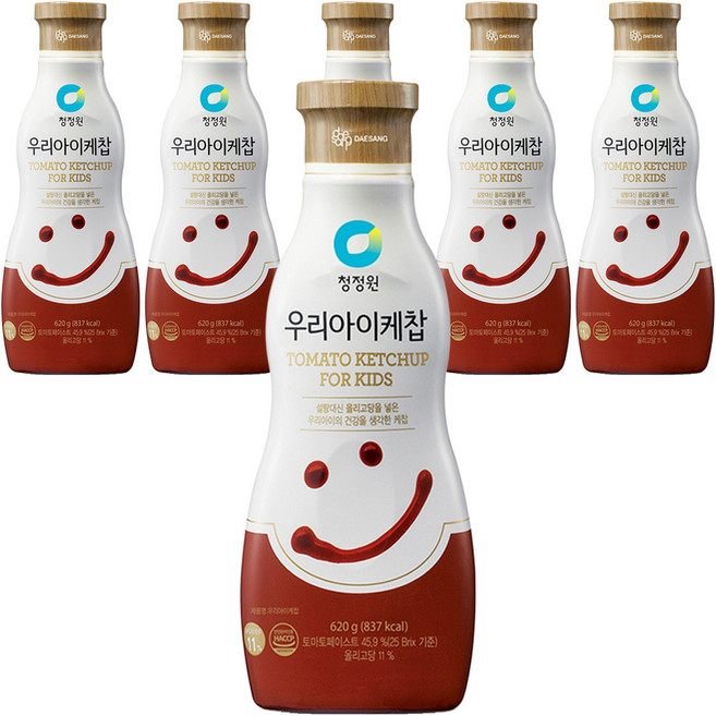 청정원 우리아이 토마토 케찹, 620g, 6개