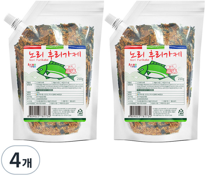 천혜식품 노리 후리가케, 210g, 4개
