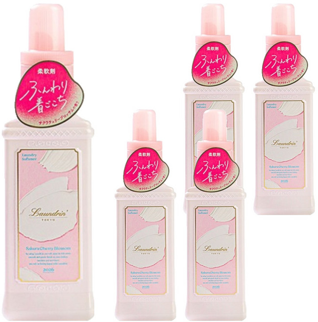 란도린 섬유유연제 사쿠라 체리 블로썸 본품, 600ml, 5개