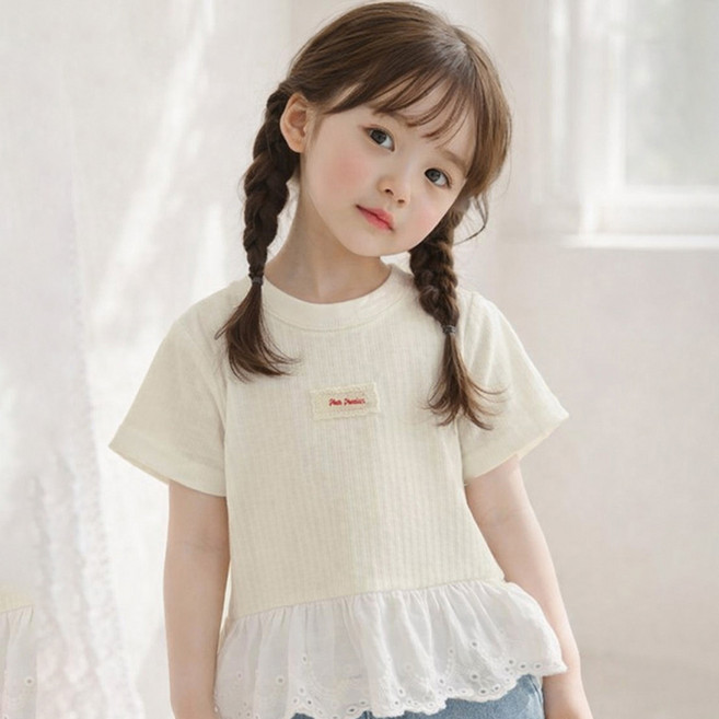 우주아이 아동용 파스텔 레이어드 반팔 티셔츠