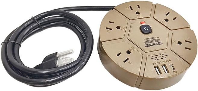 ADAMOUTDOOR 5座USB PD延長線 ADPW-PS351PD, 沙色, 1條, 1.8m