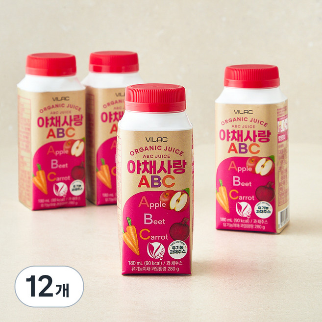 비락 유기농 야채사랑ABC, 180ml, 12개