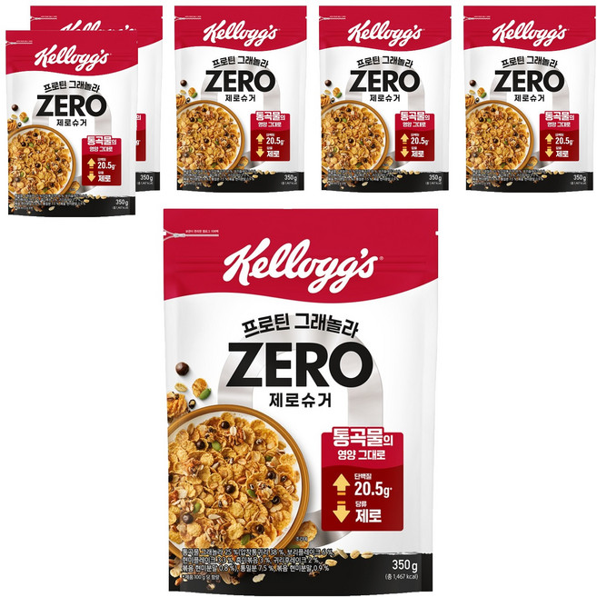 켈로그 프로틴 그래놀라 제로슈거, 350g, 6개