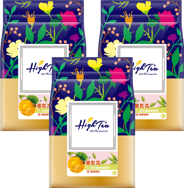 High Tea 伂橙 果乾茶 洋甘菊柚香綠茶包 + 柳橙乾, 7g, 8包, 3袋