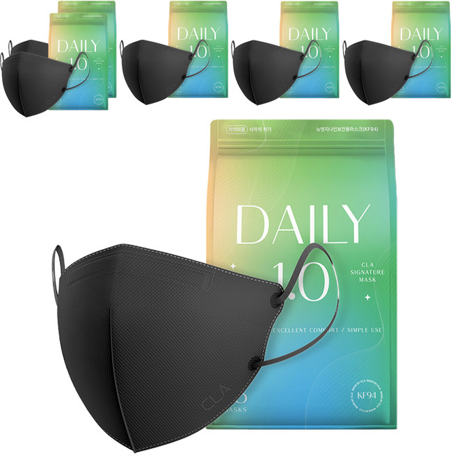 CLA 데일리 보건용 마스크 대형 KF94, 25개입, 6개, 블랙