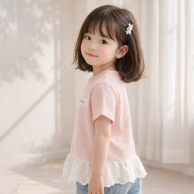 woojooi 兒童粉彩層次感短袖T恤