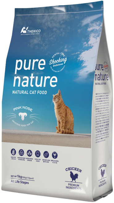 퓨어네이쳐 고양이 치킨 사료, 알러지 예방, 5kg, 1개