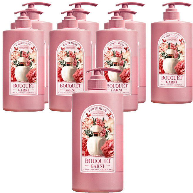 부케가르니 실크 케라틴 샴푸 화이트머스크, 1L, 8개