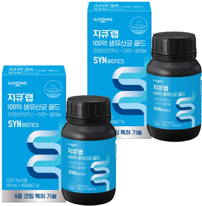 지큐랩 100억 생유산균 골드 450mg, 60정, 2개