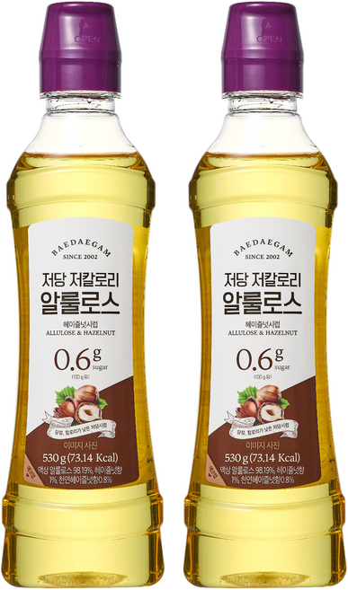 배대감 저당 저칼로리 알룰로스 헤이즐넛시럽, 530g, 2개