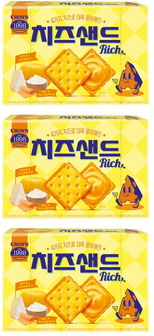 크라운 치즈샌드 리치, 3개, 180g