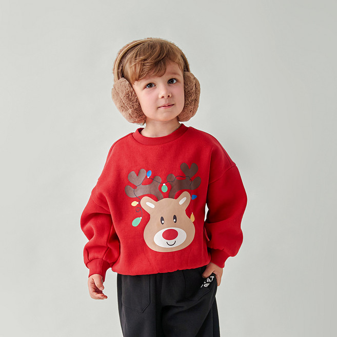 월튼키즈 아동용 블링루돌프크리스마스기모티셔츠