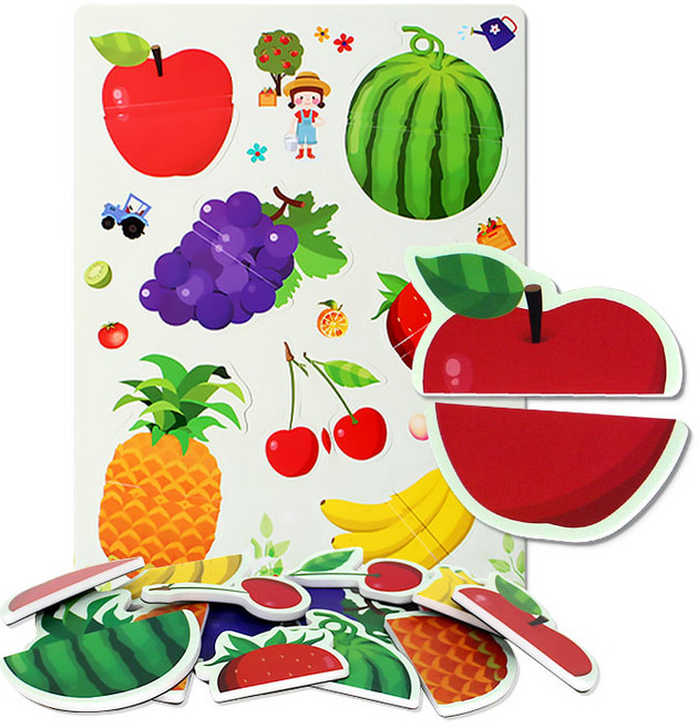아리아띠 두조각 과일 자석퍼즐, 1세트, 14피스