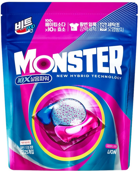 비트 몬스터 팟 10X 삶음파워 캡슐세제 유칼립투스 러쉬, 1개, 25개입