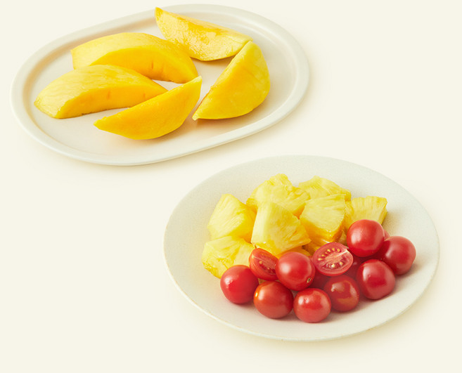 All바른농장 골라먹는 3색과일 파인애플 + 방울토마토 + 망고, 1개, 700g