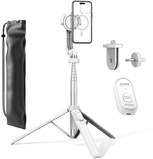 셀루미 N52 강력 마그네틱 맥세이프 스마트폰 셀카봉 화이트 155cm, SEL-MGS1550M(화이트), 1개
