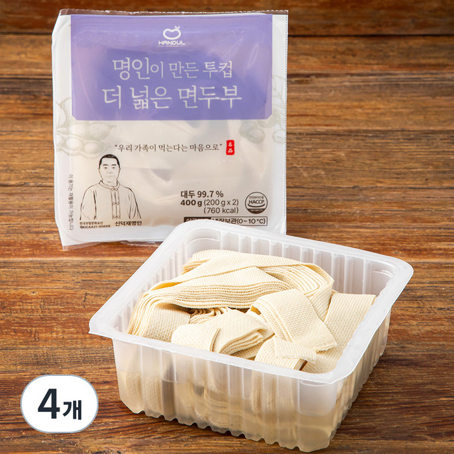 한둘 명인이 만든 투컵 더 넓은 면두부, 200g, 4개