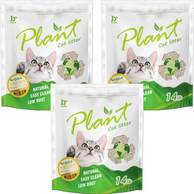 Plant 輕植系 貓砂 極細型, 3包, 6.35kg, 原味