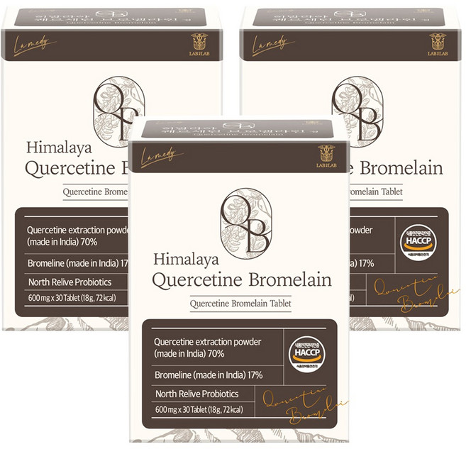 랩온랩 정품 히말라야 퀘르세틴 브로멜라인정, 30정, 3개