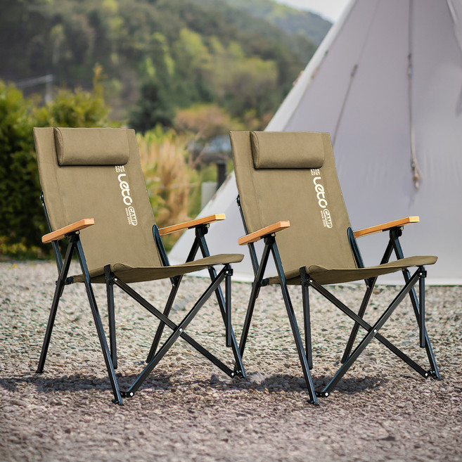 레토 각도조절 접이식 캠핑의자, 브라운, 2개