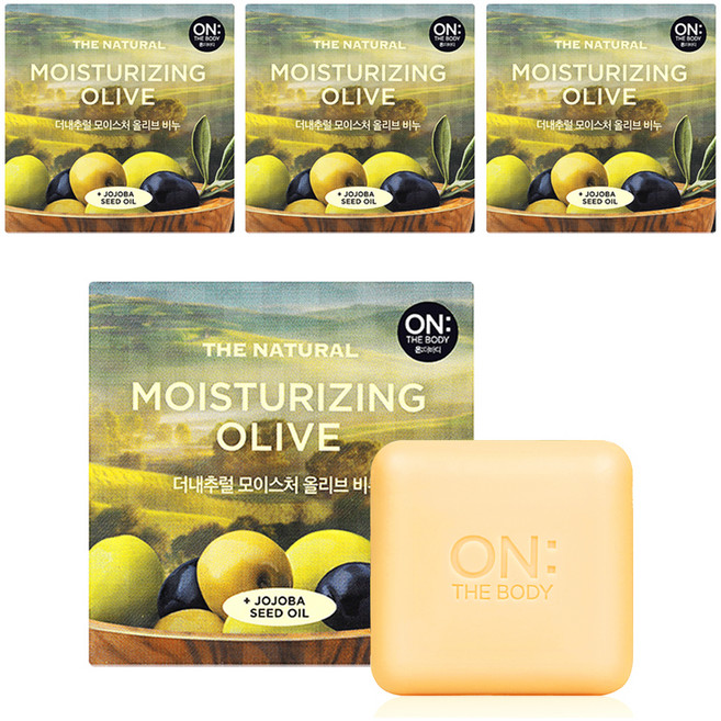 온더바디 더내추럴 모이스처 비누 올리브향, 90g, 4개입