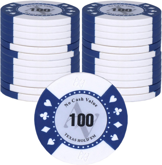 AAHM AA 로고 홀덤칩 100, 화이트, 25개