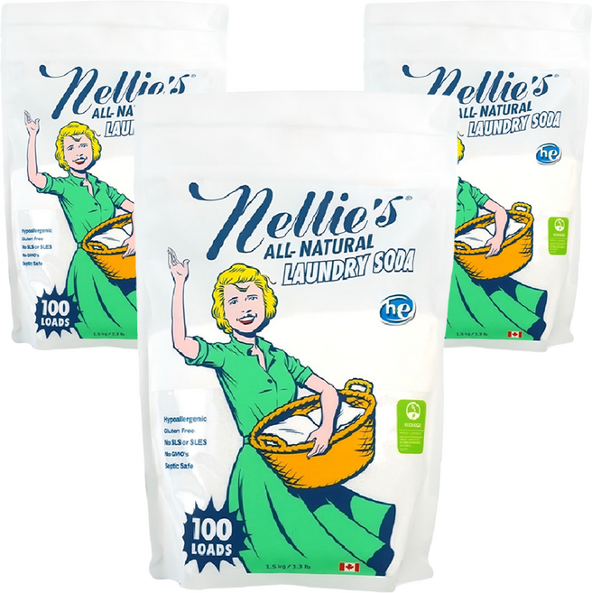 넬리 100회 쓰는 소다 분말세제 리필, 1.5kg, 3개