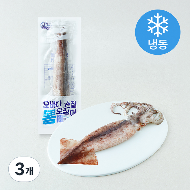 오바다 국내산 손질 통오징어 (냉동), 3개, 260g