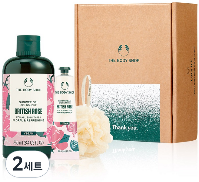 더바디샵 브리티쉬 로즈 샤워 젤 + 핸드 크림 선물세트, 2세트