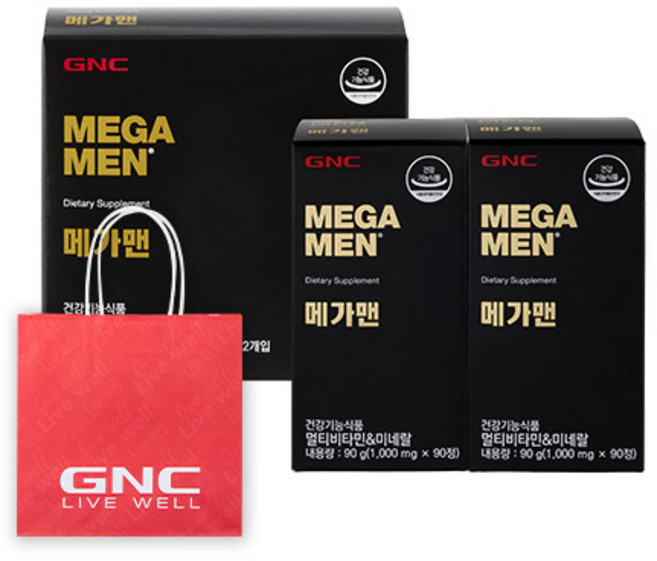 GNC 메가맨 멀티비타민&미네랄 선물세트, 2개, 90정
