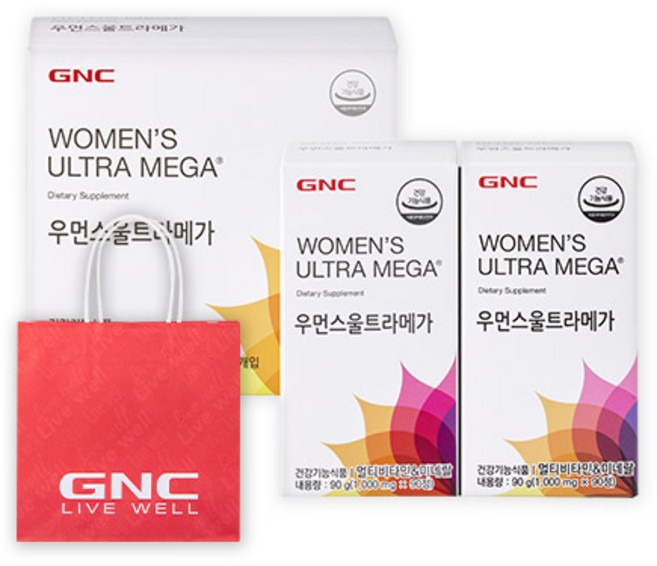 GNC 우먼스울트라메가 멀티비타민&미네랄 선물세트, 90정, 2개